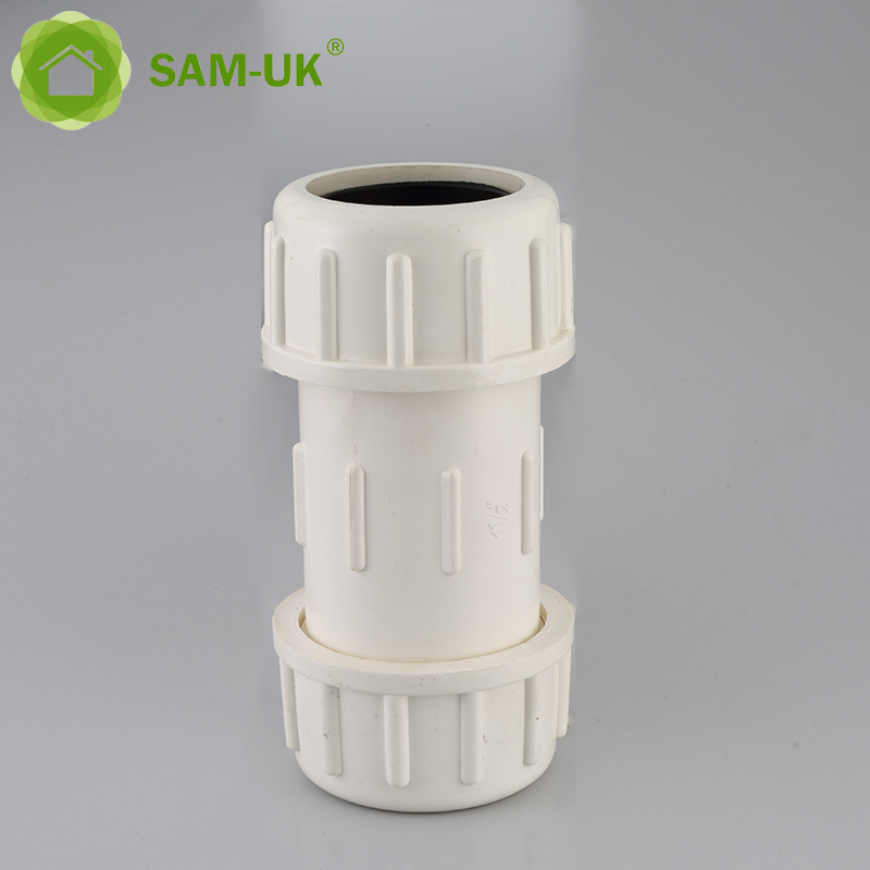 Factory wholesale high quality plastic pvc pipe plumbing fittings manufacturers PVC comperssion coupling pipe fitting